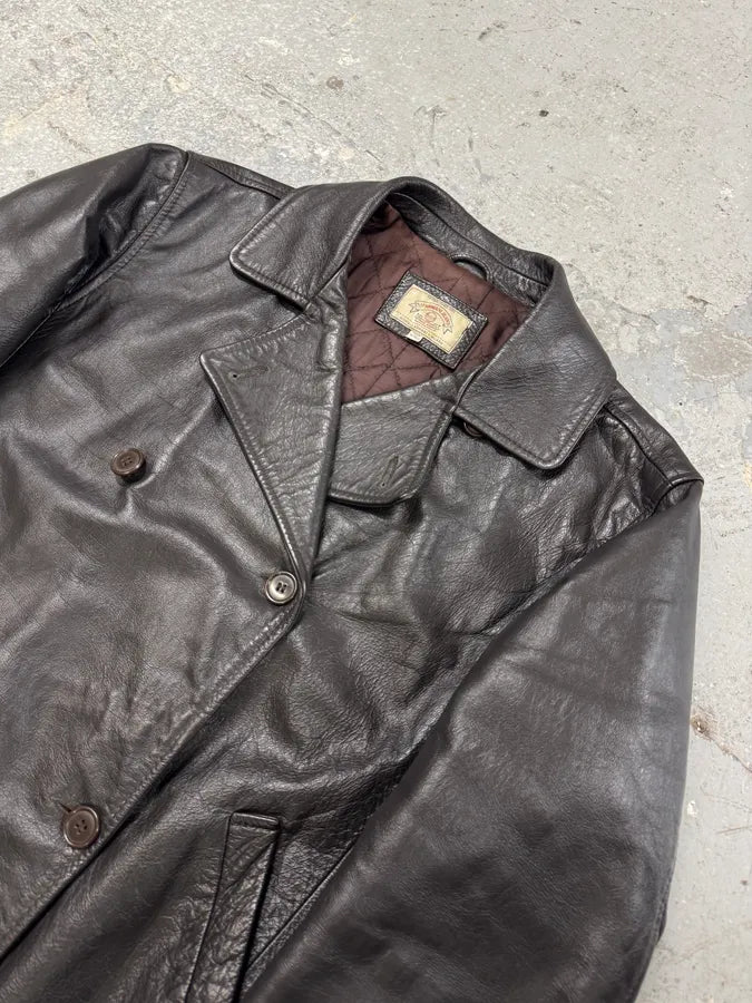 2000s Armani Brown Buttoned Leather Jacket zRSSvTt 1