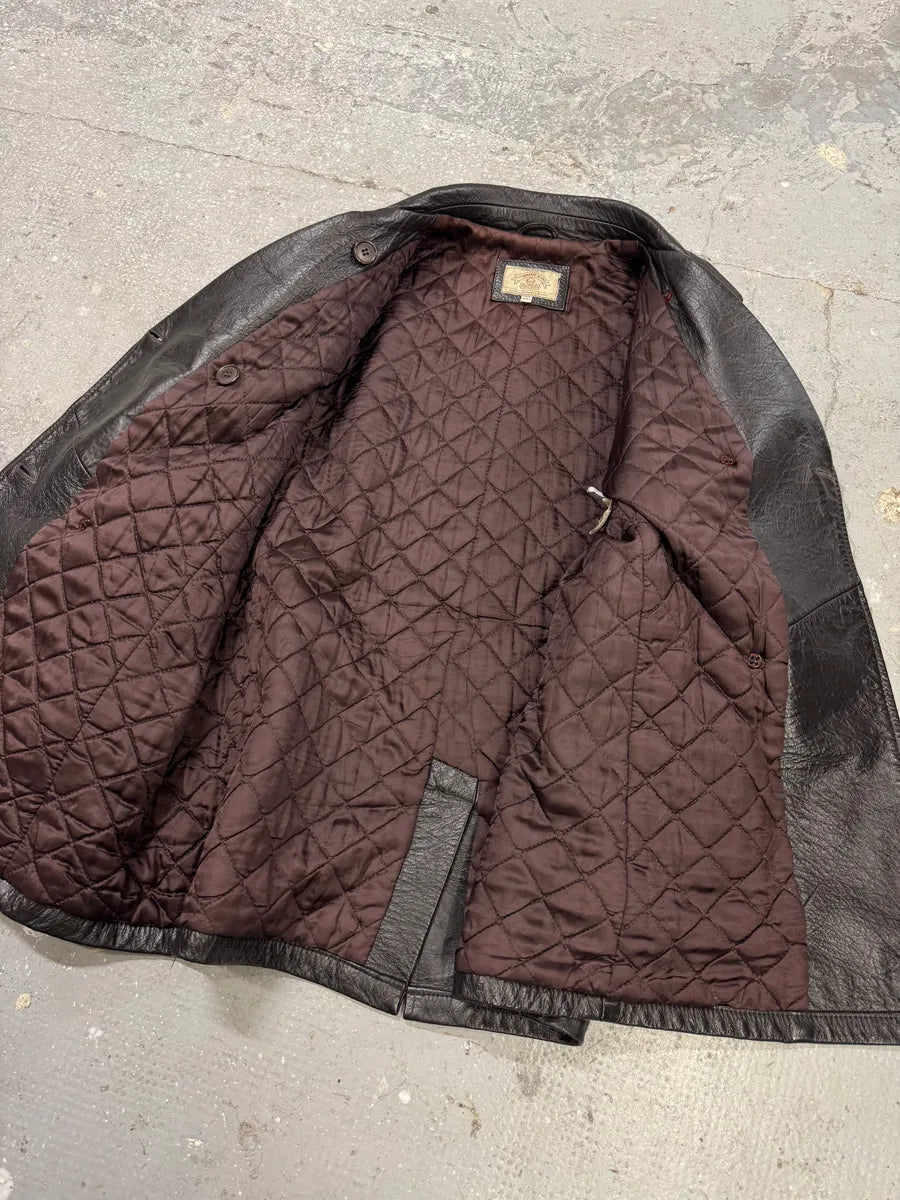 2000s Armani Brown Buttoned Leather Jacket zRSSvTt 4