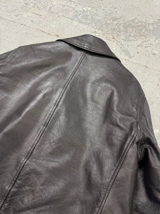 2000s Armani Brown Buttoned Leather Jacket zRSSvTt 6