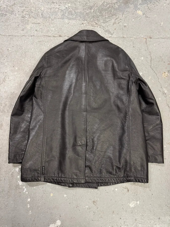 2000s Armani Brown Buttoned Leather Jacket zRSSvTt 5
