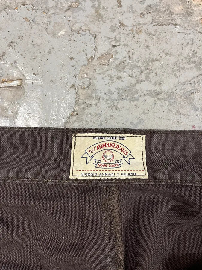 2000s Armani Brown Double Knee Cargo Pants (M) 10