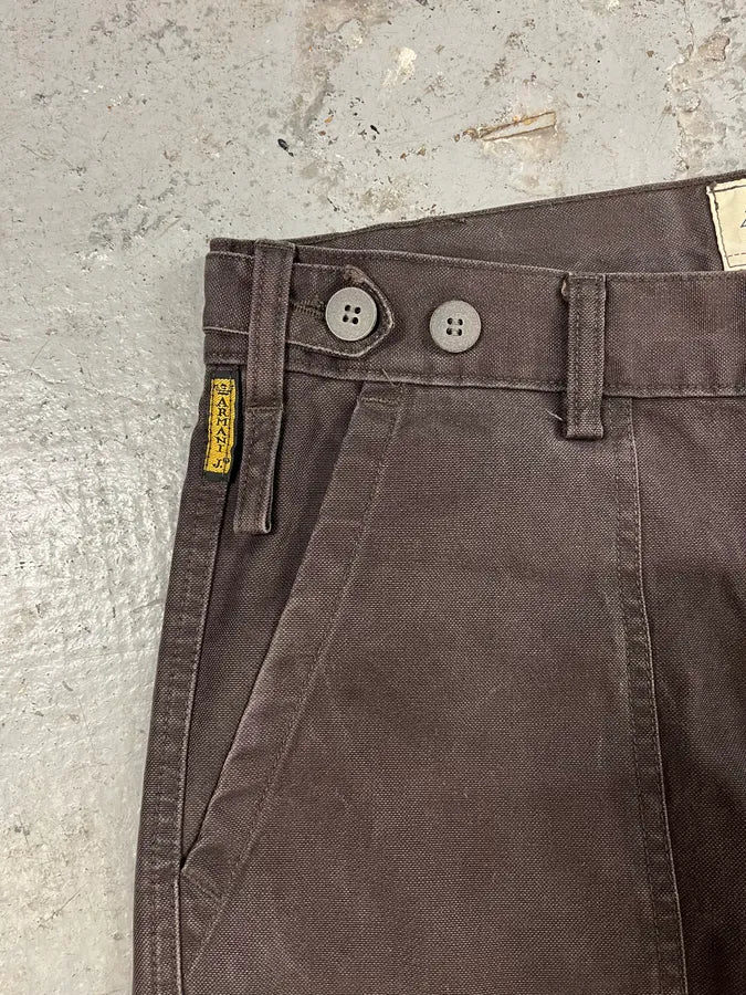 2000s Armani Brown Double Knee Cargo Pants (M) 9