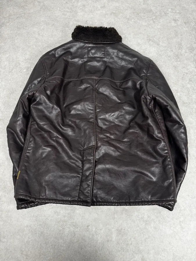 2000s Armani Brown Eco Shearling Leather Jacket tnntQIP 3