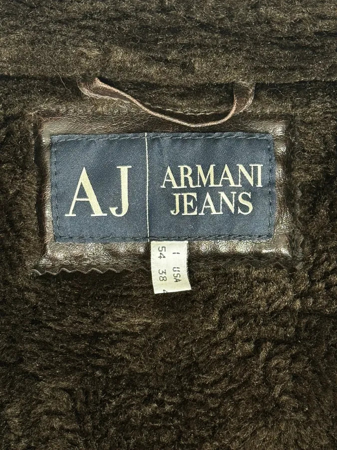 2000s Armani Brown Eco Shearling Leather Jacket tnntQIP 10