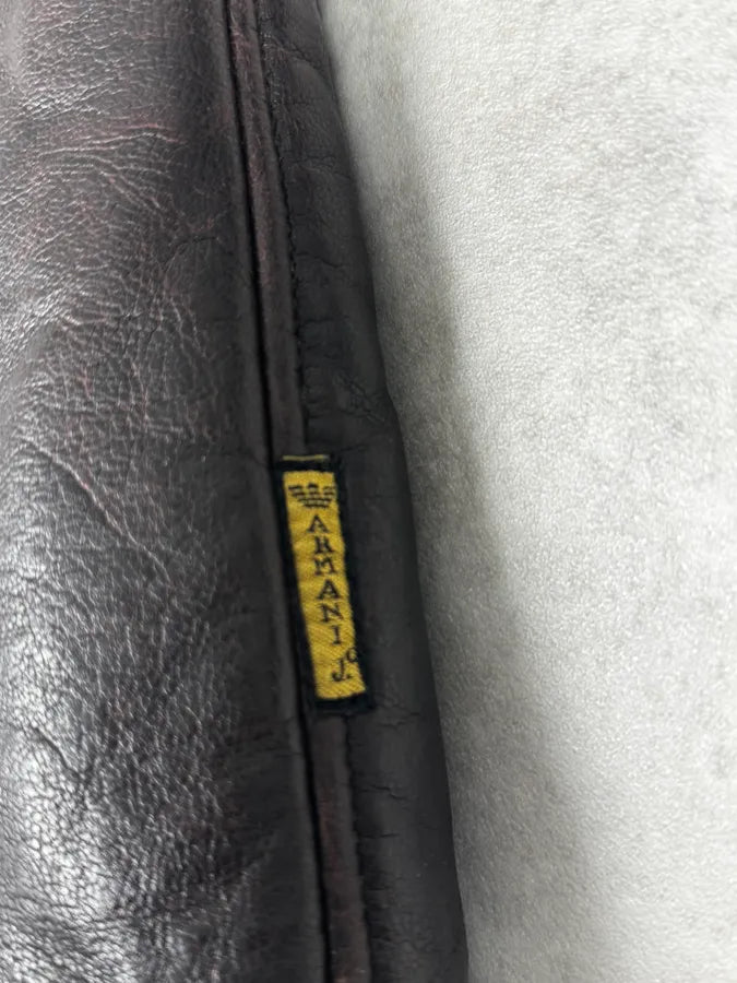 2000s Armani Brown Eco Shearling Leather Jacket tnntQIP 9