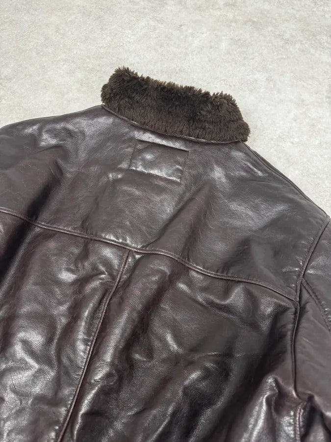 2000s Armani Brown Eco Shearling Leather Jacket tnntQIP 5