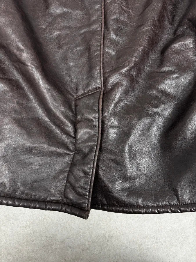 2000s Armani Brown Eco Shearling Leather Jacket tnntQIP 8