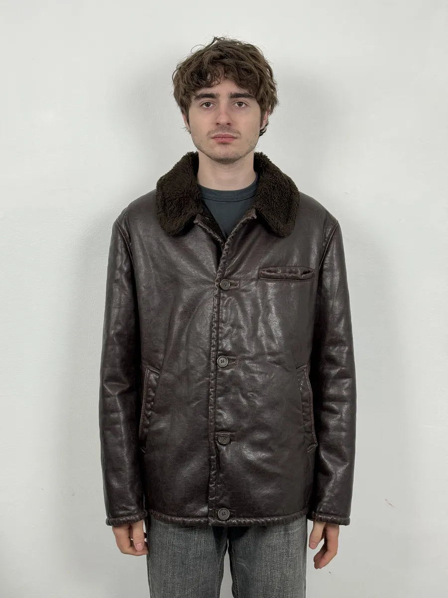 2000s Armani Brown Faux Shearling Jacket EZEJmxo 2