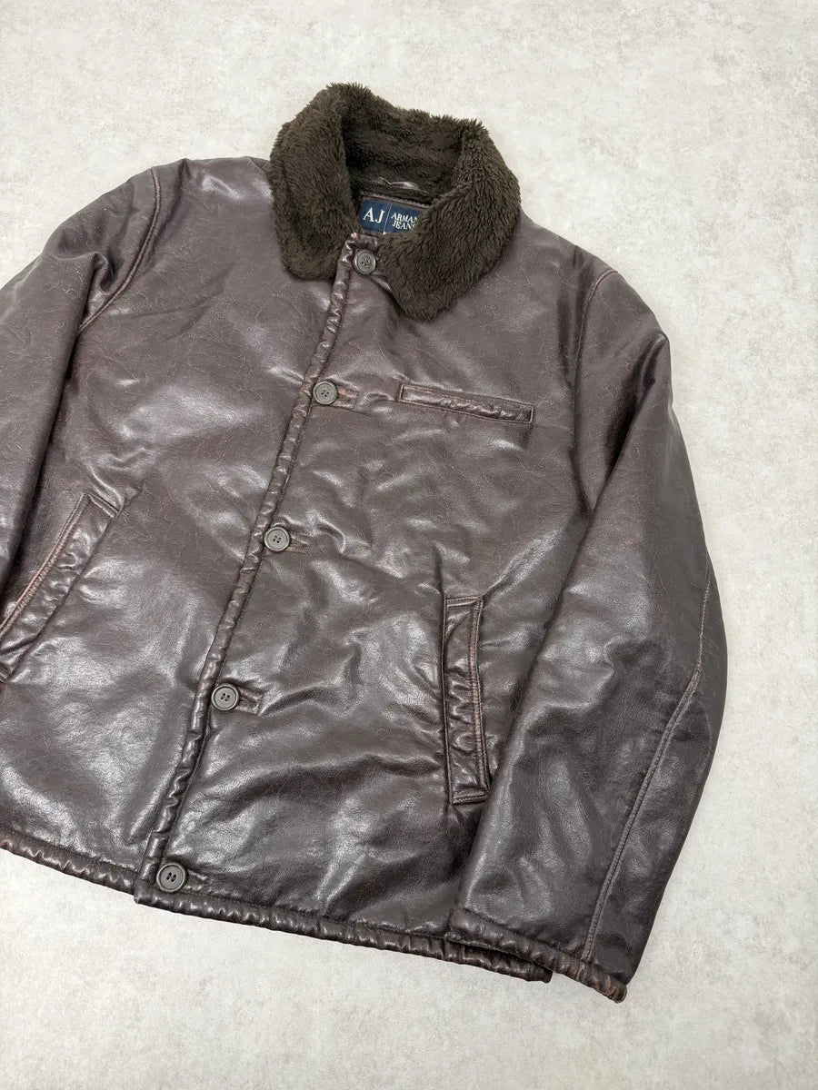 2000s Armani Brown Faux Shearling Jacket EZEJmxo 7