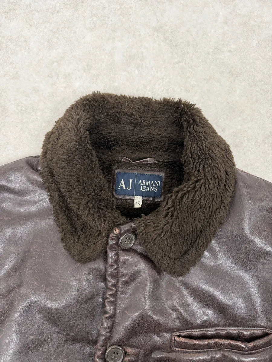 2000s Armani Brown Faux Shearling Jacket EZEJmxo 8