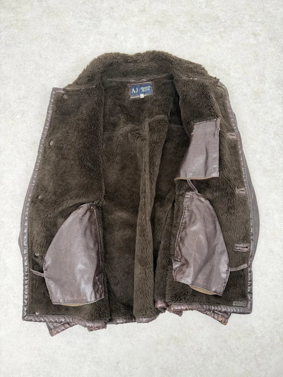2000s Armani Brown Faux Shearling Jacket EZEJmxo 9