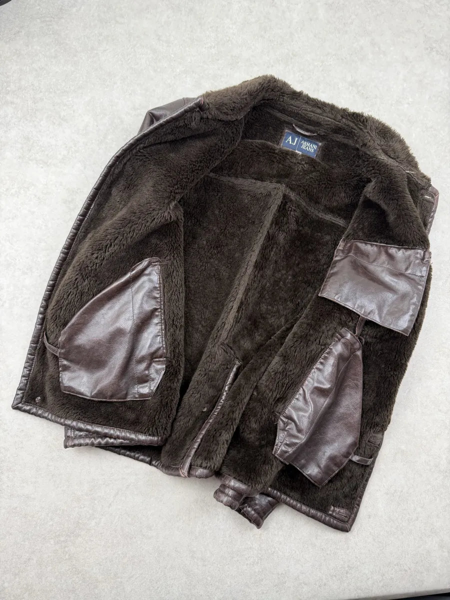 2000s Armani Brown Faux Shearling Jacket ZTivEuT 3