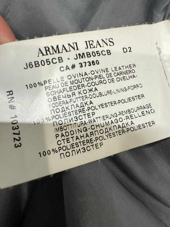 2000s Armani Brown Grey Leather Jacket (S/M) 8