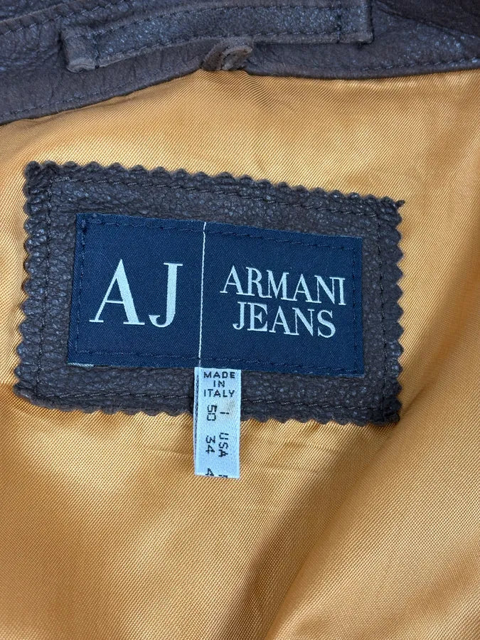2000s Armani Brown Imperial Leather Jacket zLQwKTY 8