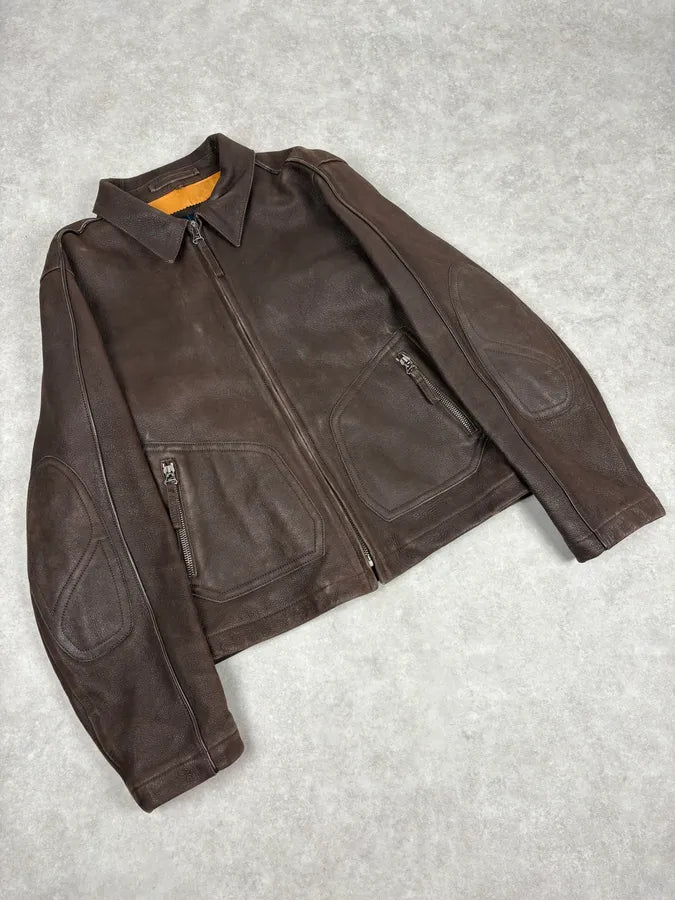 2000s Armani Brown Imperial Leather Jacket zLQwKTY 3