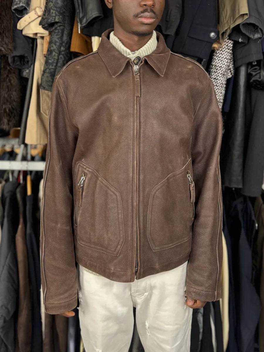 2000s Armani Brown Imperial Leather Jacket zLQwKTY 0