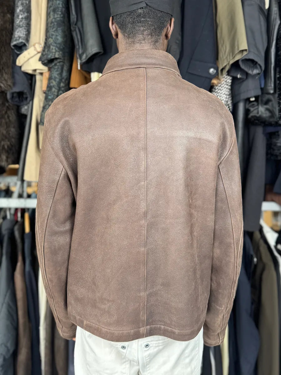 2000s Armani Brown Imperial Leather Jacket zLQwKTY 2