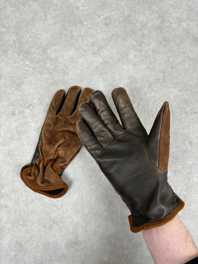 2000s Armani Brown Leather Gloves HkMKkaS 1