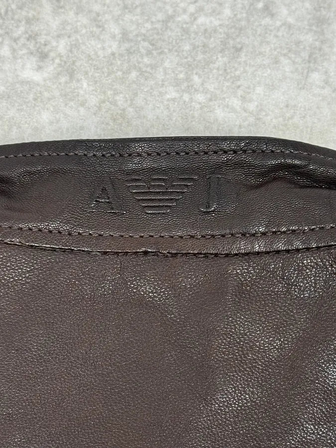 2000s Armani Brown Multi-Zips Leather Jacket usBakoi 10
