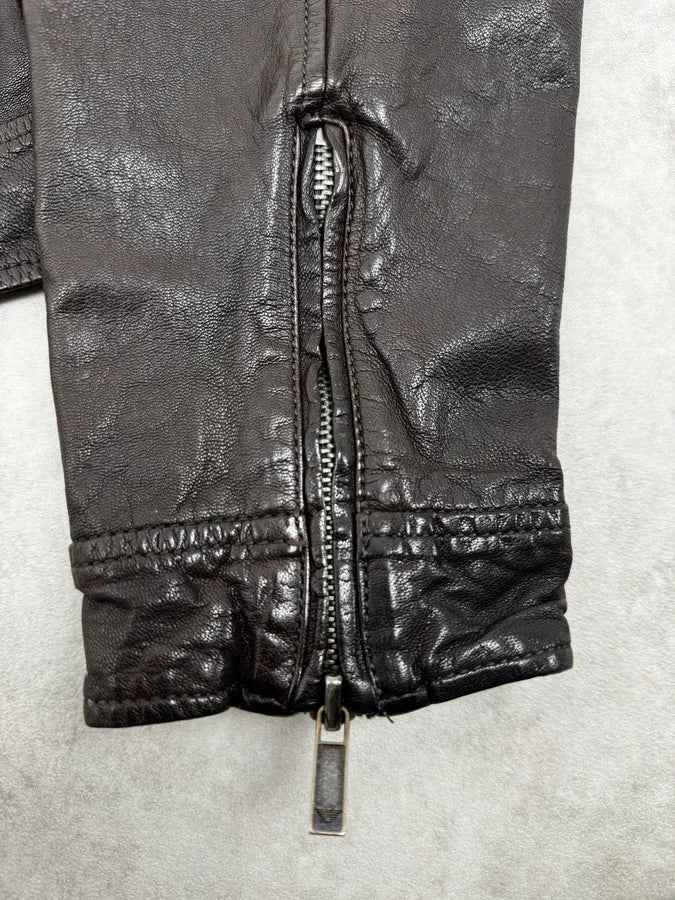 2000s Armani Brown Multi-Zips Leather Jacket usBakoi 7