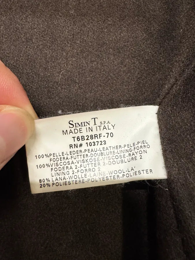 2000s Armani Brown Padded Faded Leather Jacket (M) 6