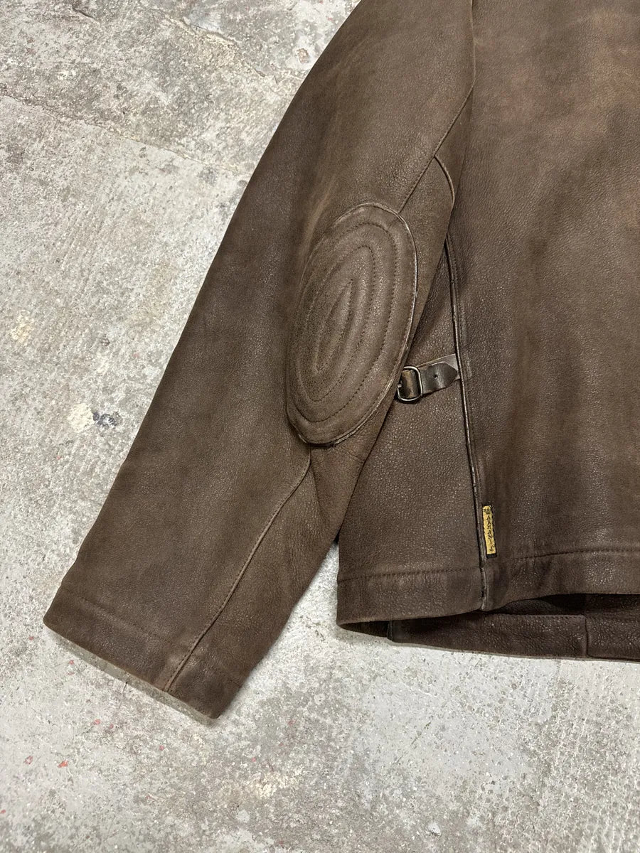 2000s Armani Brown Padded Faded Pure Leather Jacket zhitmal 5