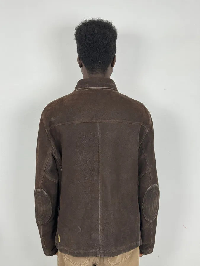 2000s Armani Brown Padded Suede Leather Jacket WSBRDCc 2