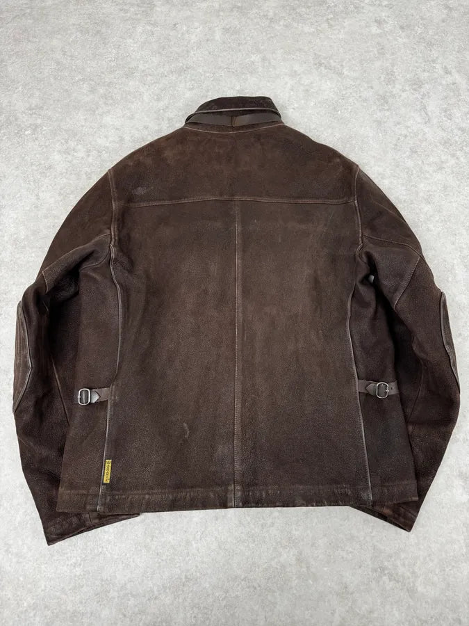 2000s Armani Brown Padded Suede Leather Jacket WSBRDCc 3