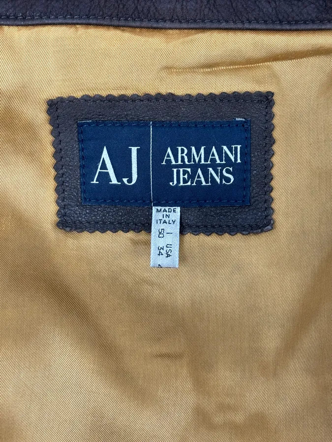 2000s Armani Brown Padded Suede Leather Jacket WSBRDCc 11