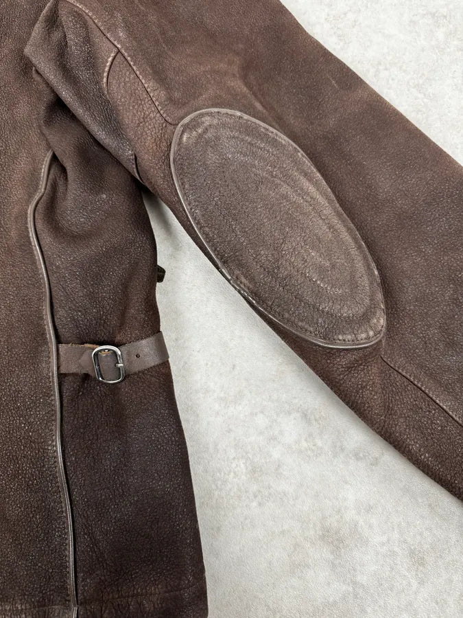 2000s Armani Brown Padded Suede Leather Jacket WSBRDCc 7