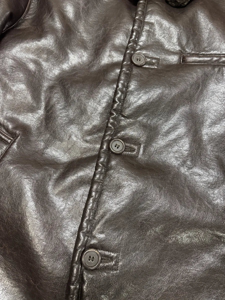 2000s Armani Brown Shearling Leather Jacket (M/L) 9