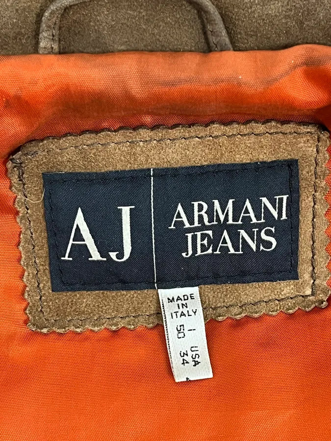 2000s Armani Brown Suede Leather Two Tone Trucker Jacket fxFGCJA 11