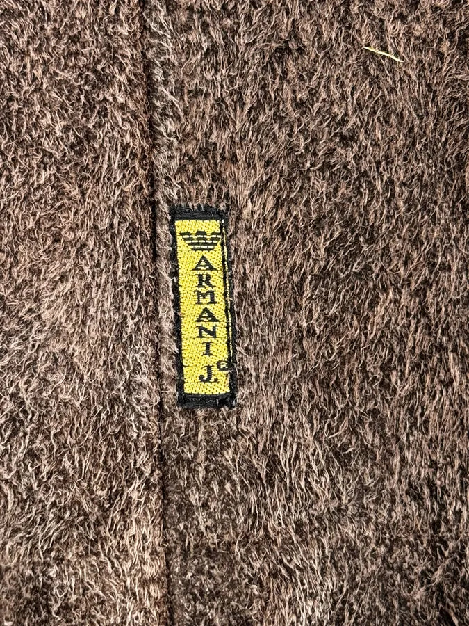 2000s Armani Brown Texture Leather Buttoned Jacket PoSvUkk 10