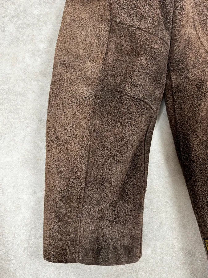 2000s Armani Brown Texture Leather Buttoned Jacket PoSvUkk 9