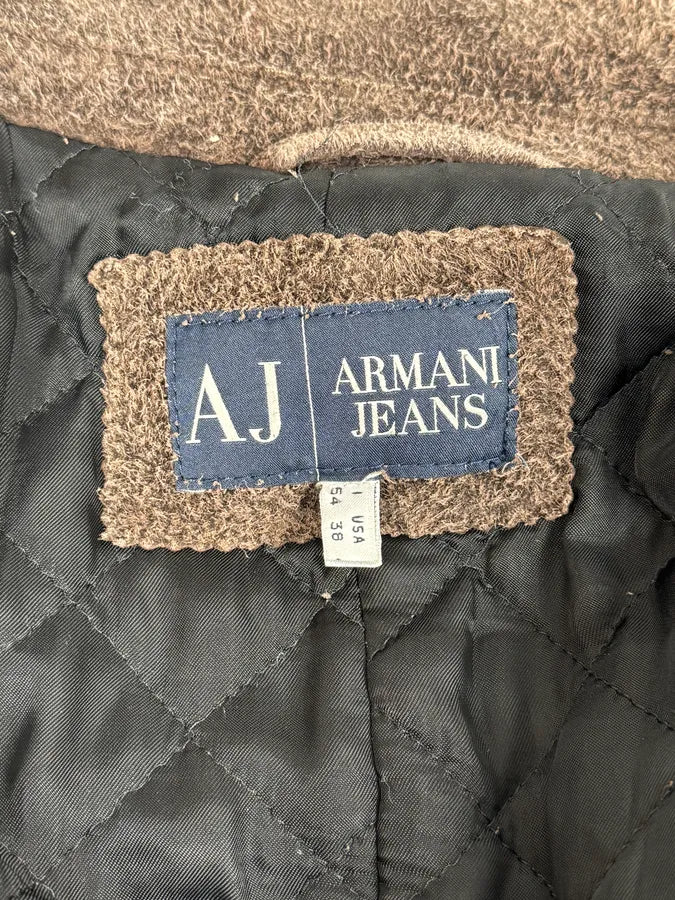2000s Armani Brown Texture Leather Buttoned Jacket PoSvUkk 11