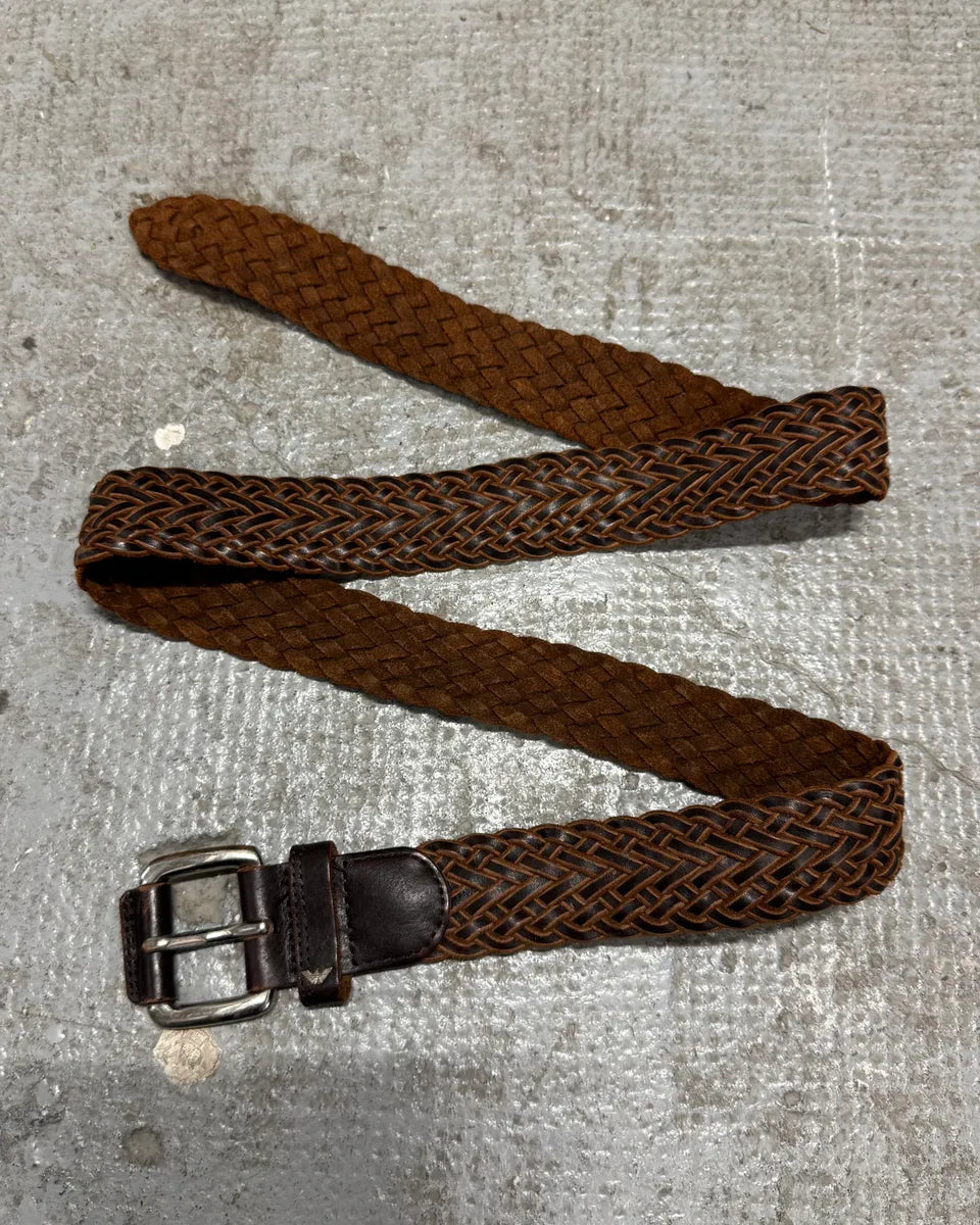 2000s Armani Brown Woven Leather Belt (OS) 0