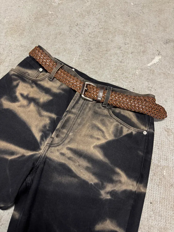 2000s Armani Brown Woven Leather Belt (OS) 1