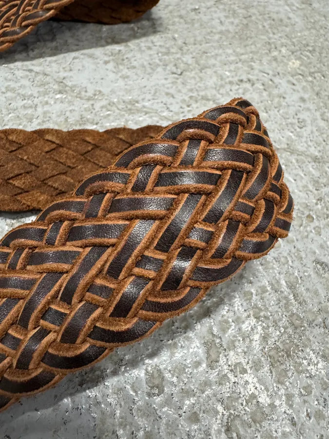 2000s Armani Brown Woven Leather Belt (OS) 3