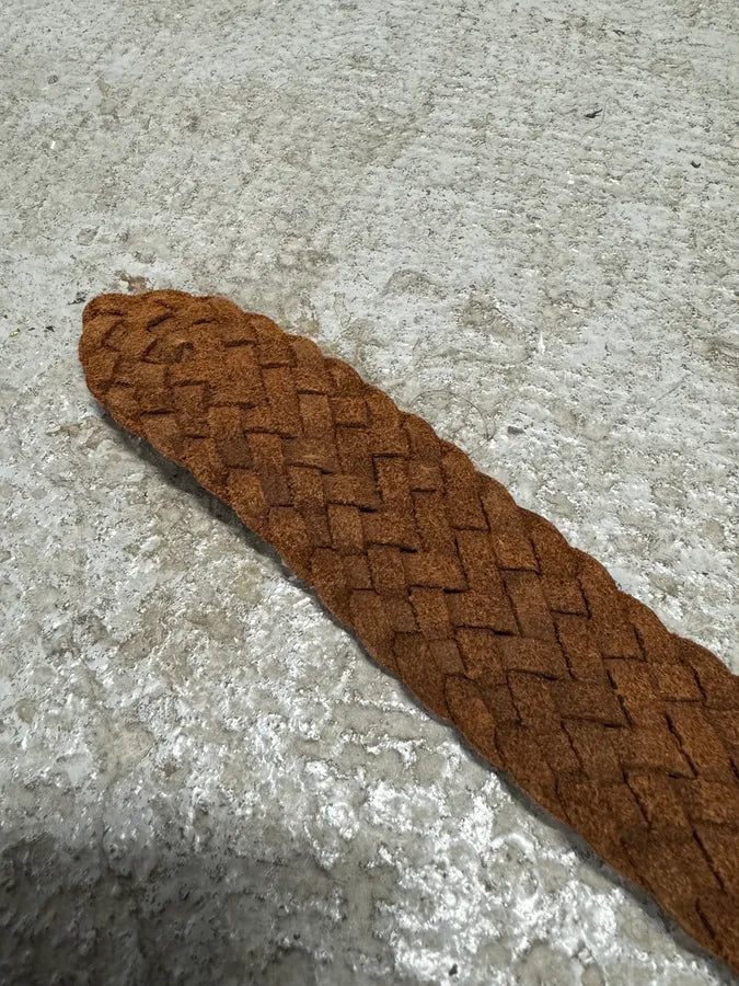 2000s Armani Brown Woven Leather Belt (OS) 4
