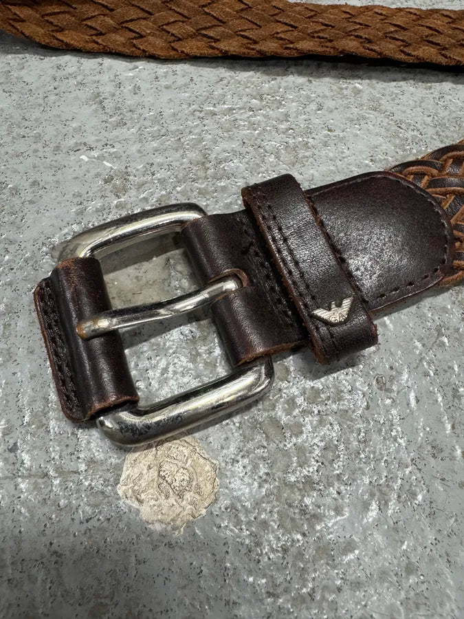 2000s Armani Brown Woven Leather Belt (OS) 5