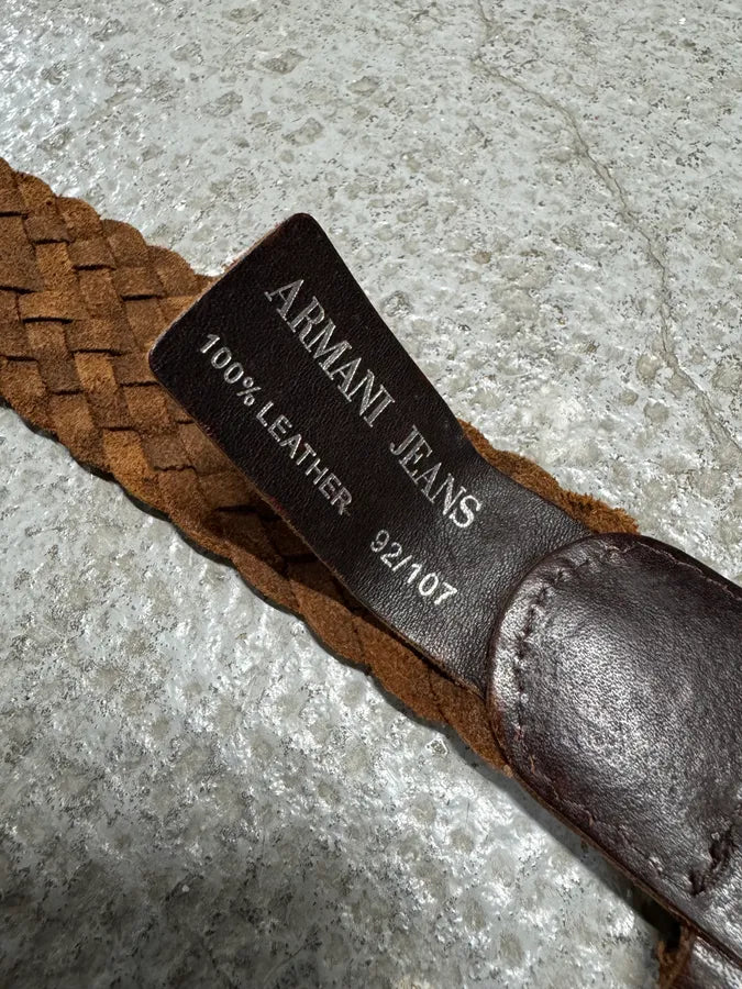 2000s Armani Brown Woven Leather Belt (OS) 6