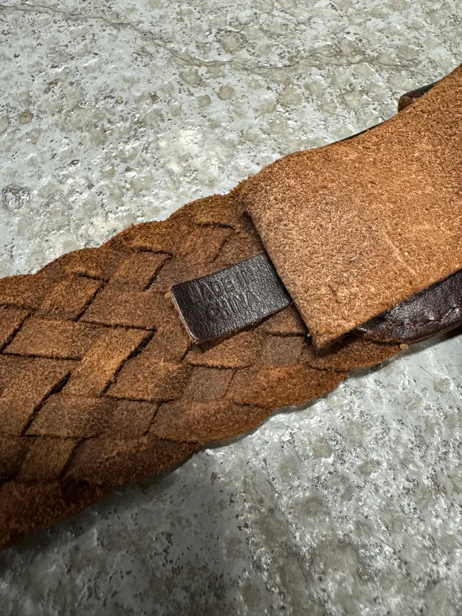 2000s Armani Brown Woven Leather Belt (OS) 7