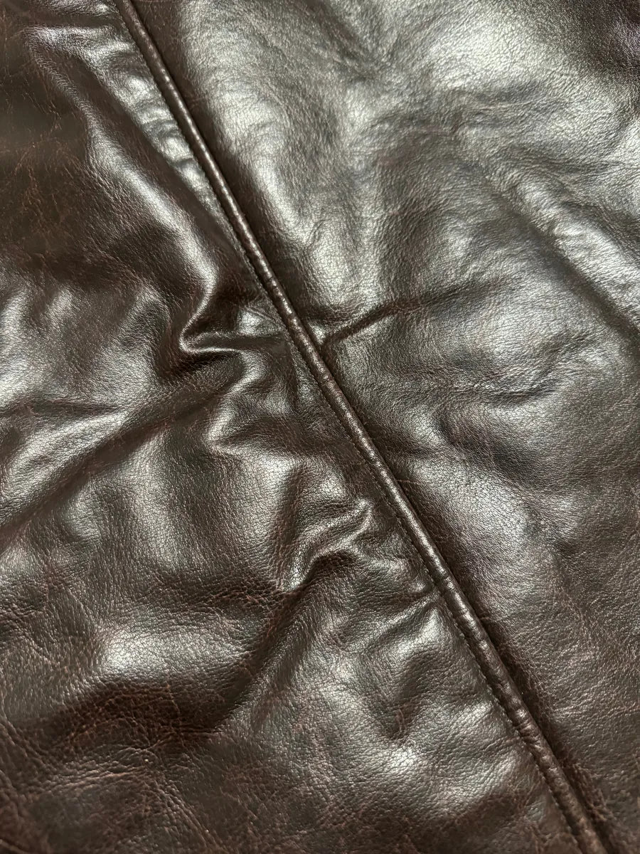 2000s Armani Brut Brown Robust Biker Leather Jacket (M) 4