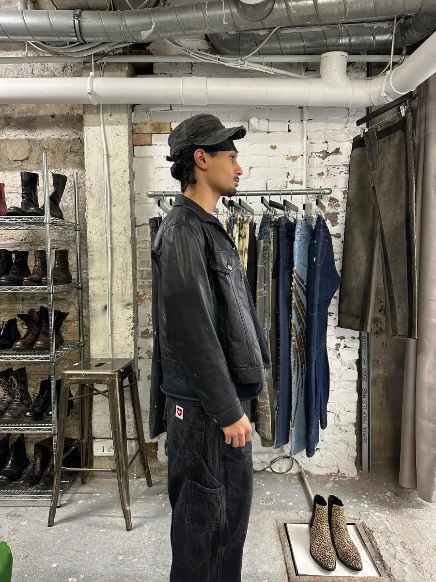 2000s Armani Buttoned Black Leather Jacket RpTRnLw 2