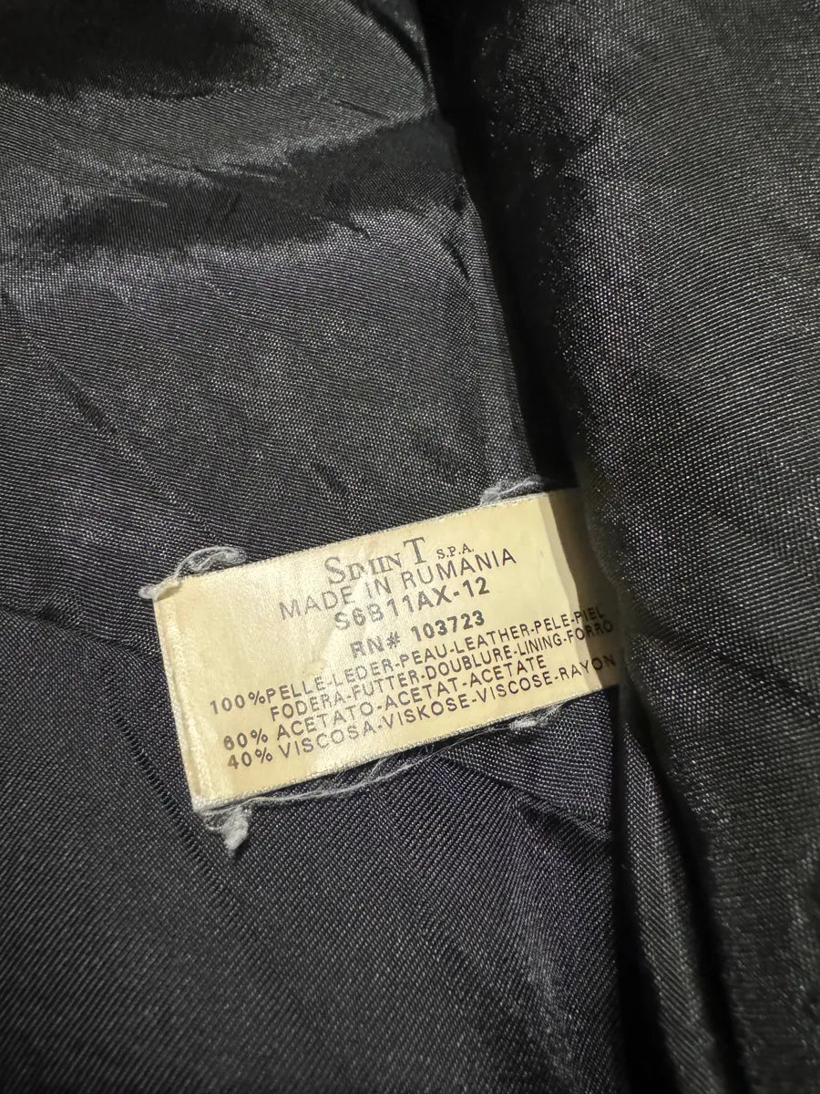 2000s Armani Buttoned Black Leather Jacket RpTRnLw 7