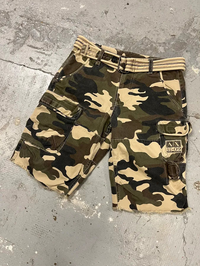 2000s Armani Camo Military Cargo Shorts (S/M) AZreJtj 4