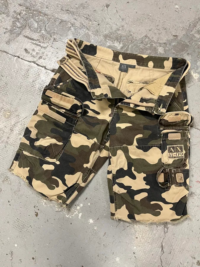 2000s Armani Camo Military Cargo Shorts (S/M) AZreJtj 5