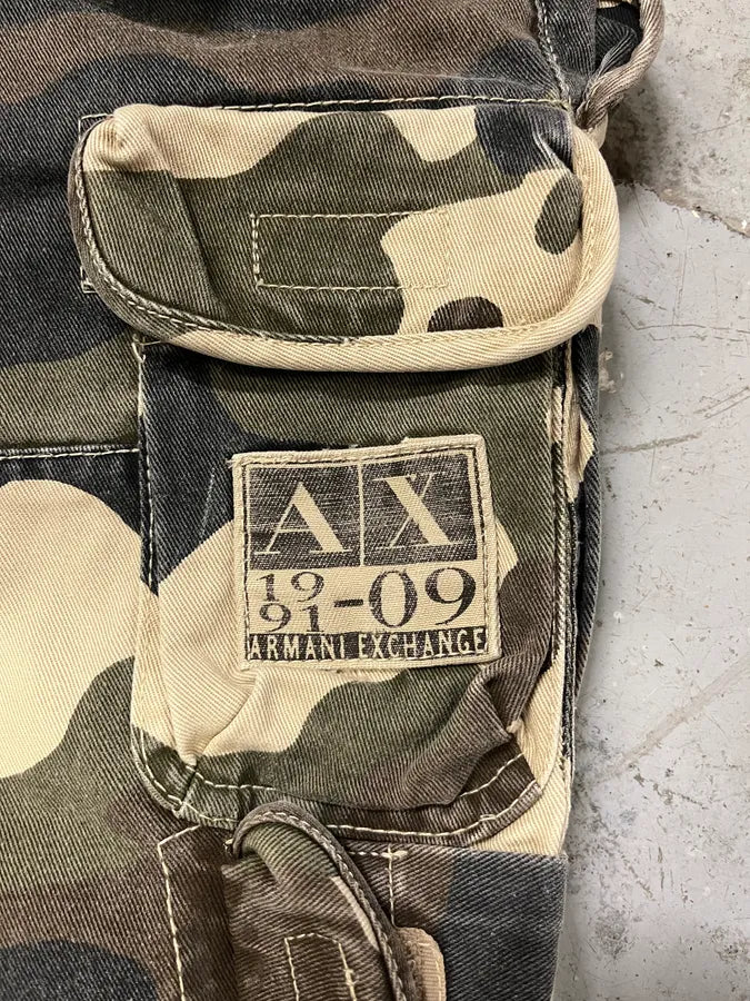 2000s Armani Camo Military Cargo Shorts (S/M) AZreJtj 8