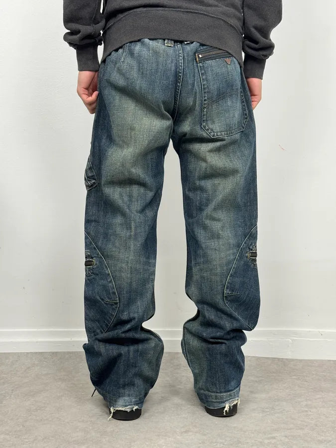 2000s Armani Cargo Blue Faded Denim Jeans wzmxqAK 3