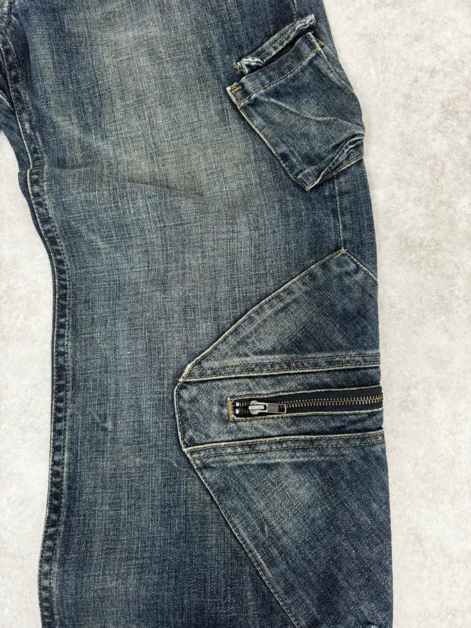2000s Armani Cargo Blue Faded Denim Jeans wzmxqAK 7